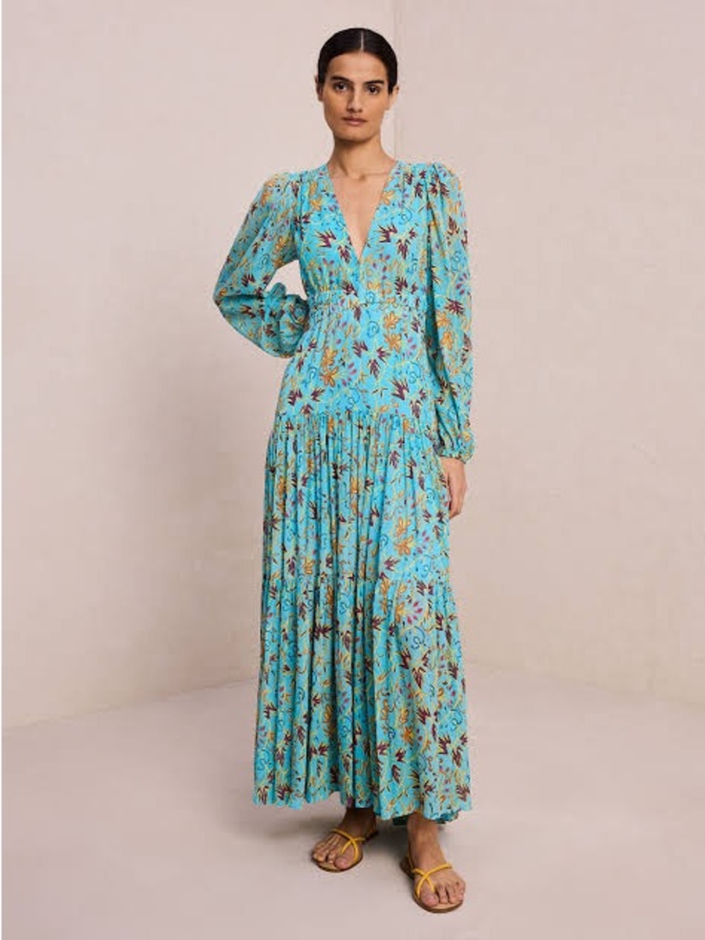 A.L.C. Turquoise Floral V-Neck Long Maxi Dress - 80% OFF MSRP!!!